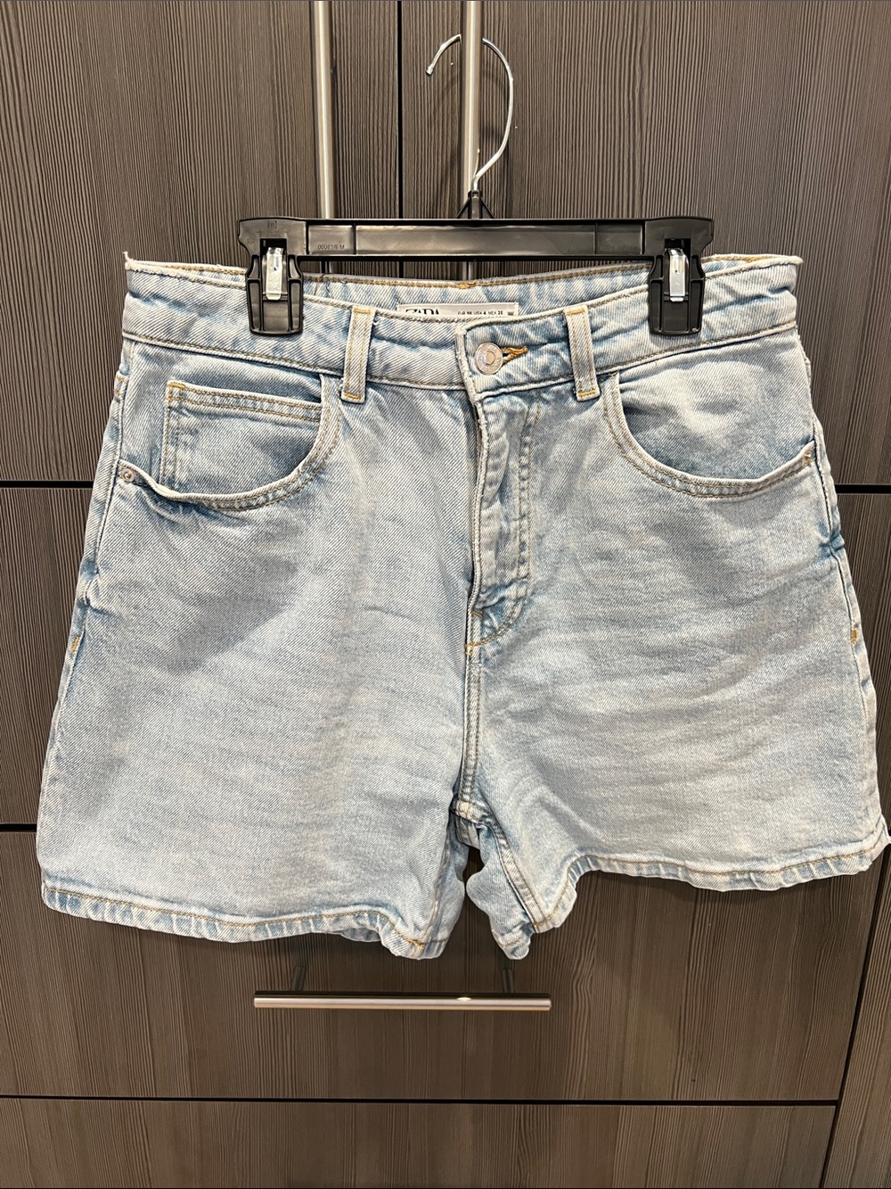 Zara Light Blue Denim High-Rise Shorts